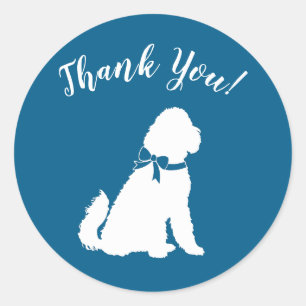 Goldendole Dog Baby shower Boy Blue Ronde Sticker