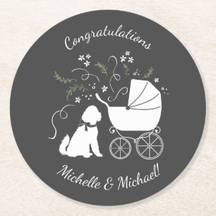 Goldendole Dog Baby shower Genderless Ronde Kartonnen Onderzetter
