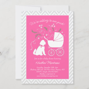 Goldendole Dog Baby shower Pink Girl Kaart