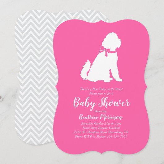 Goldendole Dog Baby shower Pink Girl Kaart (Voorkant / Achterkant)