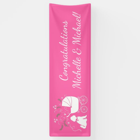Goldendole Dog Baby shower Pink Girl Spandoek (Verticaal)