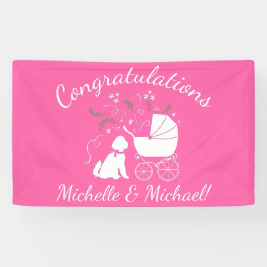 Goldendole Dog Baby shower Pink Girl Spandoek (Horizontaal)