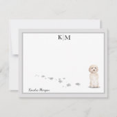 Goldendole Dog Gray Border Monogram Jouw naam Notitiekaartje (Voorkant)