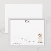 Goldendole Dog Gray Border Monogram Jouw naam Notitiekaartje (Voorkant / Achterkant)
