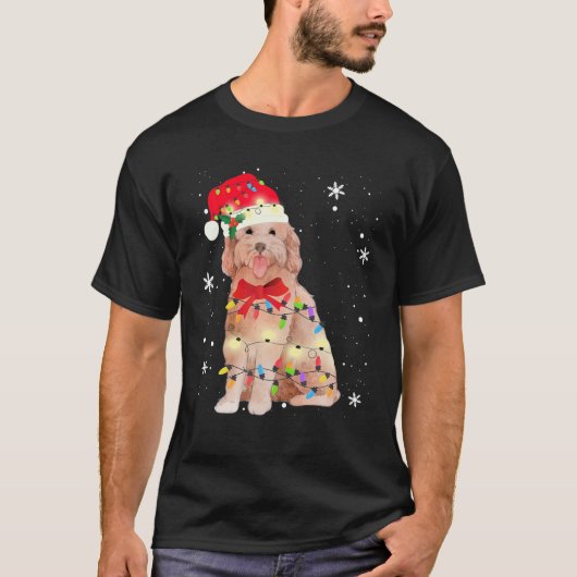 Goldendole Dog Kerstmis Licht Mam Pap Gift T-shirt (Voorkant)