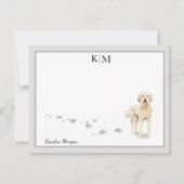 Goldendole Dog Standing Gray Border Monogram Notitiekaartje (Voorkant)