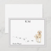 Goldendole Dog Standing Gray Border Monogram Notitiekaartje (Voorkant / Achterkant)