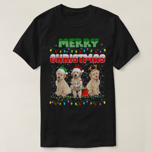 Goldendole Dog Tree-kerstfeestmaal D T-shirt (Design voorkant)