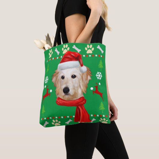 Goldendole Dog Ugly kerst Tote Bag (Dichtbij)