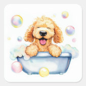 Goldendole Dog Vierkante Sticker (Voorkant)