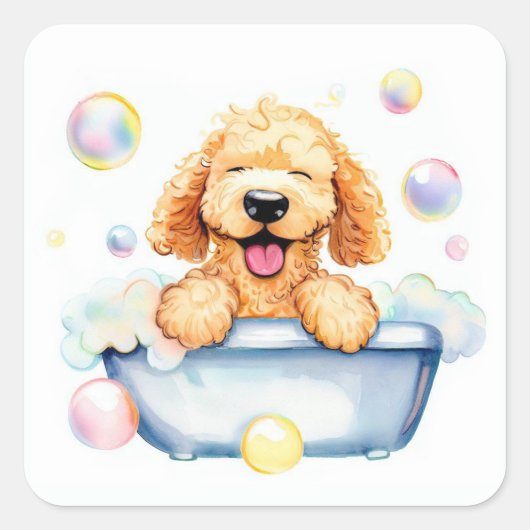 Goldendole Dog Vierkante Sticker (Voorkant)