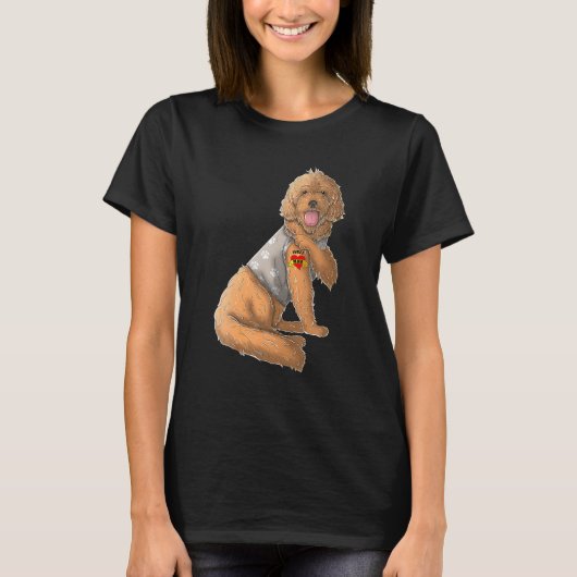 Goldendole I Love Mam Tattoo Dog Funny Moeders T-shirt (Voorkant)