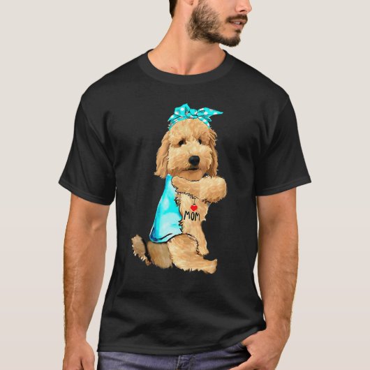 Goldendole I Love Mam Tattoo Dog Moederdag T-shirt (Voorkant)