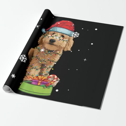 Goldendole kerstkerstman Funny Dog Lover Gift Cadeaupapier (Uitgerold)