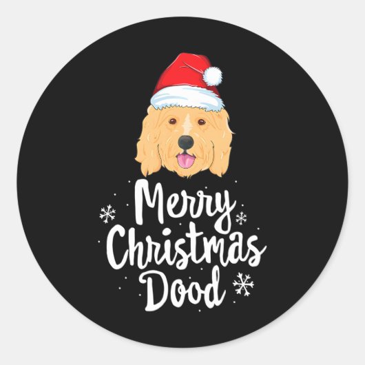 Goldendole Kerstmis Merry Kerstdood Dog Ronde Sticker (Voorkant)