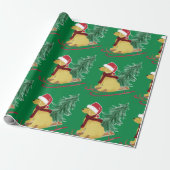 Goldendole Kerstmis Sled Green Cadeaupapier (Uitgerold)