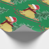 Goldendole Kerstmis Sled Green Cadeaupapier (Hoek)