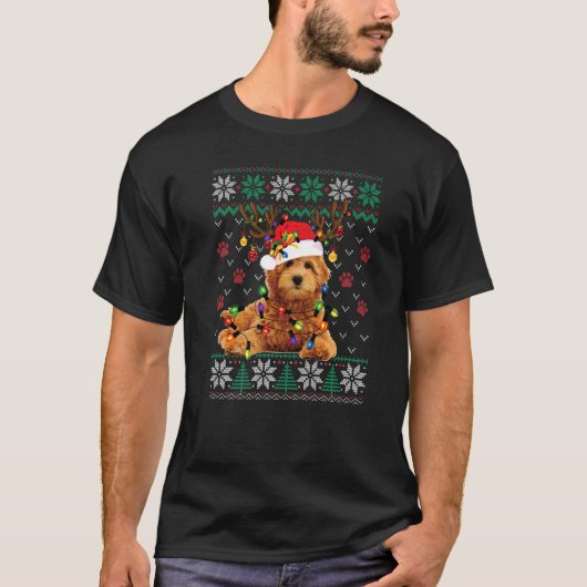 Goldendole Kerstmis Ugly Sweater Dog Xmas 1 T-shirt (Voorkant)