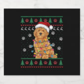 Goldendole Kerstmis Ugly Sweater Funny Dog Love Sparkling Wijnetiket (Enkel label)