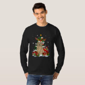 Goldendole KerstrenrendierSanta Lights Dog T-shirt (Voorkant volledig)