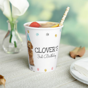 Goldendole laat Pawty Birthday Party Paper Cups Papieren Bekers