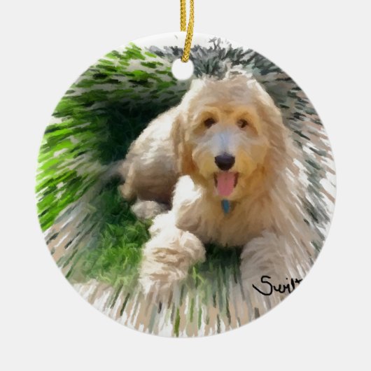 Goldendole Labradoodle Keramisch Ornament (Voorkant)