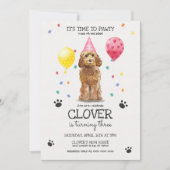 Goldendole Pawty Dog Puppy Birthday Roze Kaart (Voorkant)