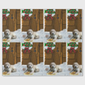 Goldendole Puppy Kerstmis Cadeaupapier (Vlak)