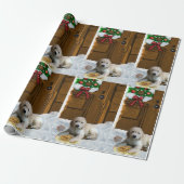 Goldendole Puppy Kerstmis Cadeaupapier (Uitgerold)