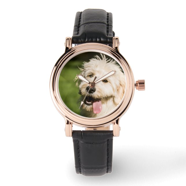 Goldendole Puppy Panting Horloge (Voorkant)