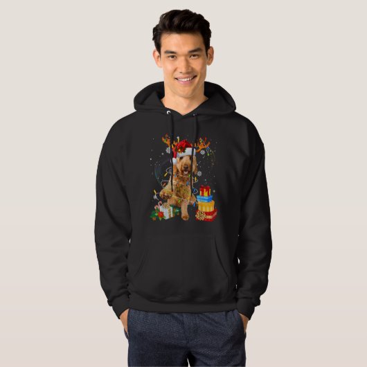 Goldendole Reindeer kerstlampjes Funny Dog X Hoodie (Voorkant volledig)
