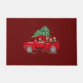 Goldendole Riding Red Truck Santa Kerstpaja Deurmat