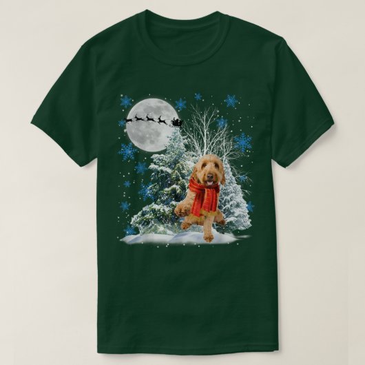 Goldendole under Moonlight Snow Kerstmis Pajama T-shirt (Design voorkant)