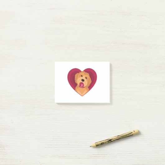 Goldendole Valentijn Heart Golden Doodle Dog Post-it® Notes (Op bureau)