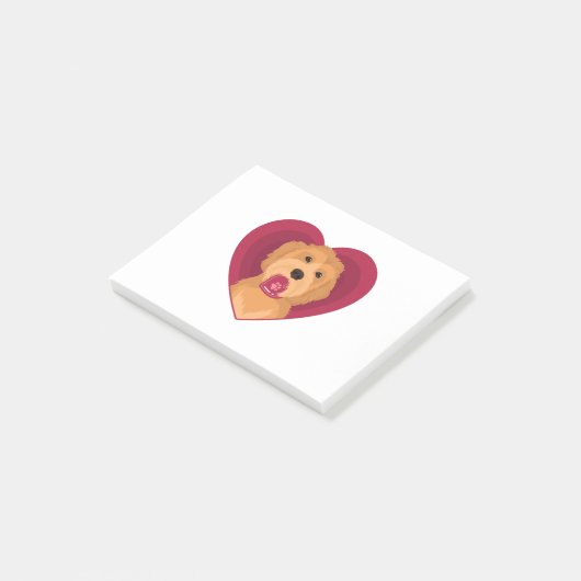 Goldendole Valentijn Heart Golden Doodle Dog Post-it® Notes (Schuin)