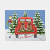 Goldendoles Red  Truck Familienaam Deurmat (Voorkant)