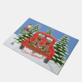 Goldendoles Red  Truck Familienaam Deurmat (Schuin)