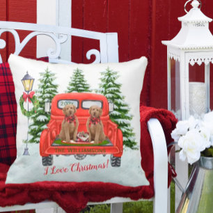 Goldendoles Red Truck Familienaam Kussen