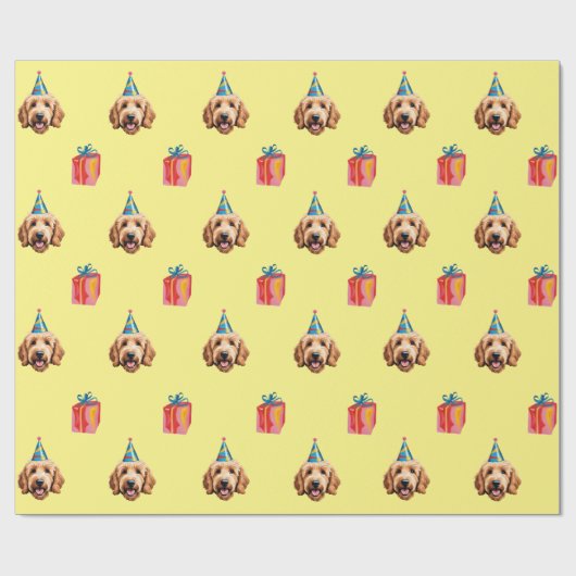 Goldendoodle 2 Verjaardag Wrapping Paper Cadeaupapier (Vlak)