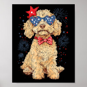 Goldendoodle 4 juli Patriottische Gouden Doodle D Poster