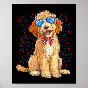 Goldendoodle 4 juli Patriottische Gouden Doodle D Poster