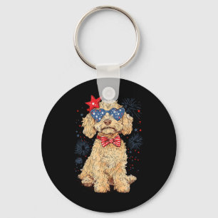 Goldendoodle 4 juli Patriottische Gouden Doodle D Sleutelhanger