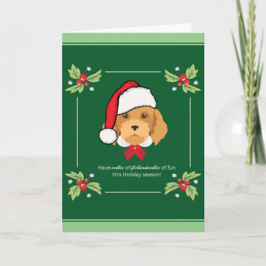 Goldendoodle 5-inch x7-kerstkaart feestdagen kaart (Voorkant)