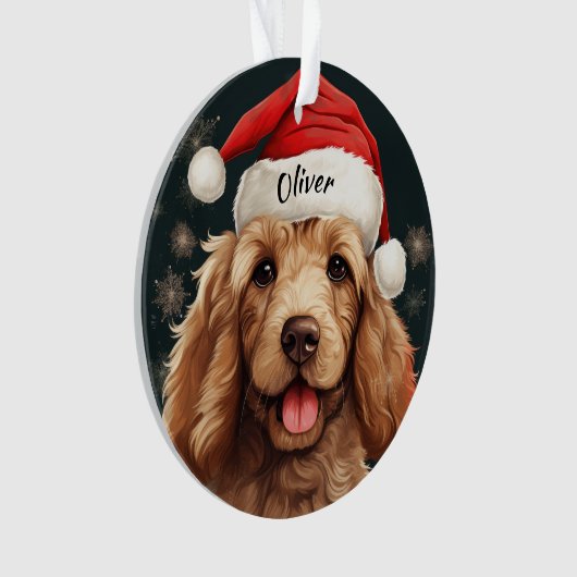 Goldendoodle Aangepaste Kerstversiering Ornament (voorkant)