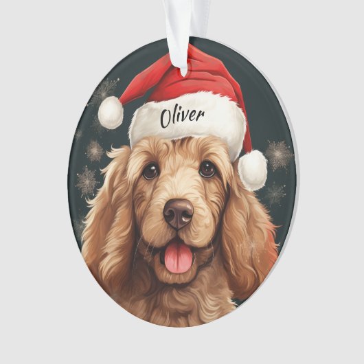 Goldendoodle Aangepaste Kerstversiering Ornament (voorkant)