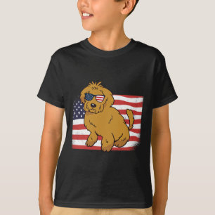 Goldendoodle Amerikaanse vlag 4 juli USA Funny D T-shirt