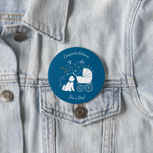 Goldendoodle Baby shower Dog Ronde Button 7,6 Cm (In situ)