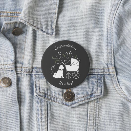 Goldendoodle Baby shower Dog Ronde Button 7,6 Cm (In situ)