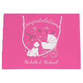 Goldendoodle Baby shower Roze Groot Cadeauzakje (Voorkant)