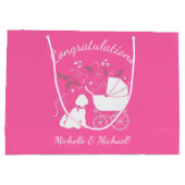 Goldendoodle Baby shower Roze Groot Cadeauzakje (Achterkant)